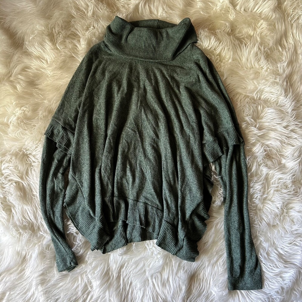 Postmark Anthropologie mock‎ sleeve green metallic turtleneck women's S